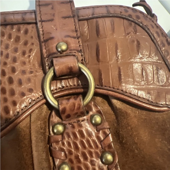 Cole Haan Brown Suede Leather Shoulder Hobo Bag Purse Tote - Picture 8 of 14